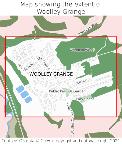 Map showing extent of Woolley Grange as bounding box