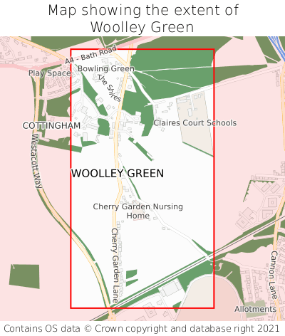 Map showing extent of Woolley Green as bounding box