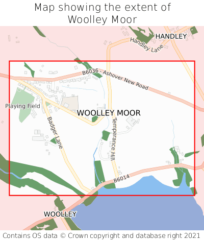 Map showing extent of Woolley Moor as bounding box