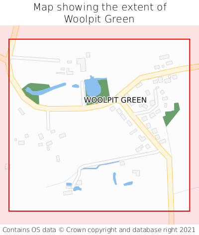 Map showing extent of Woolpit Green as bounding box