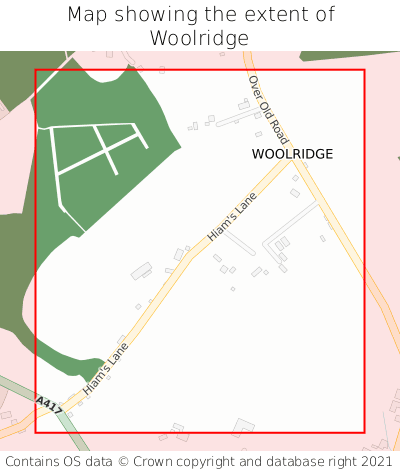Map showing extent of Woolridge as bounding box