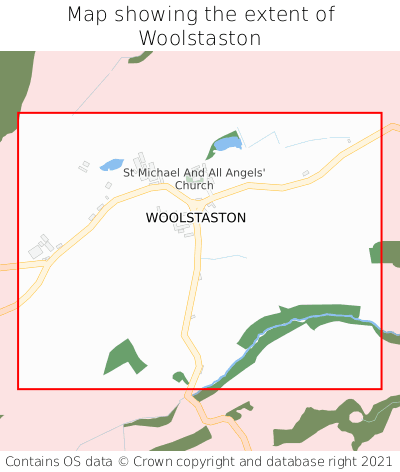 Map showing extent of Woolstaston as bounding box