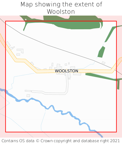 Map showing extent of Woolston as bounding box