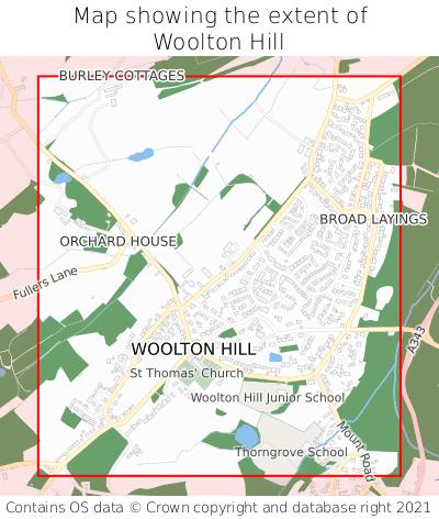 Map showing extent of Woolton Hill as bounding box