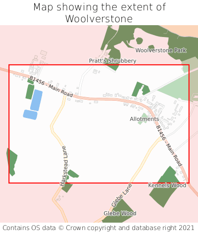 Map showing extent of Woolverstone as bounding box