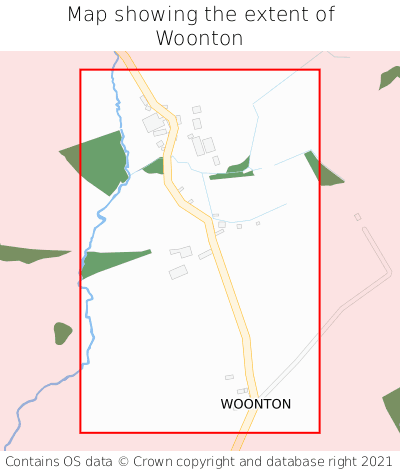 Map showing extent of Woonton as bounding box