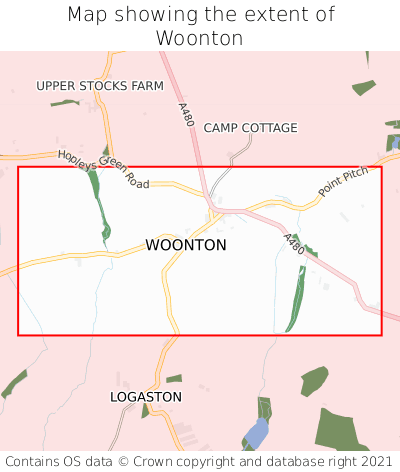 Map showing extent of Woonton as bounding box