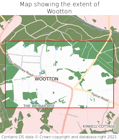 Map showing extent of Wootton as bounding box
