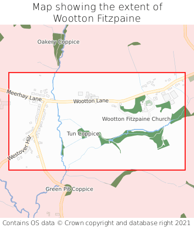 Map showing extent of Wootton Fitzpaine as bounding box