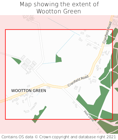 Map showing extent of Wootton Green as bounding box