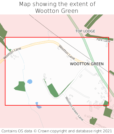 Map showing extent of Wootton Green as bounding box