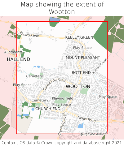 Map showing extent of Wootton as bounding box