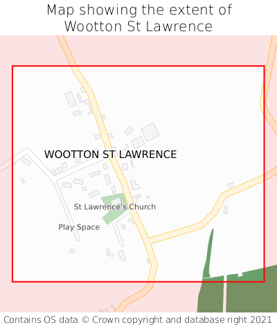 Map showing extent of Wootton St Lawrence as bounding box
