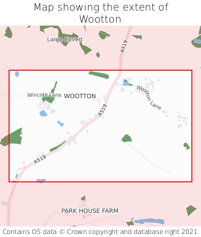 Map showing extent of Wootton as bounding box