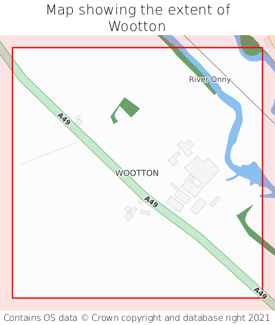 Map showing extent of Wootton as bounding box