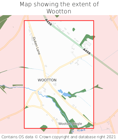 Map showing extent of Wootton as bounding box