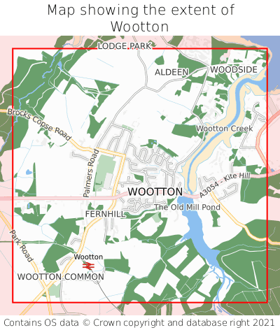 Map showing extent of Wootton as bounding box