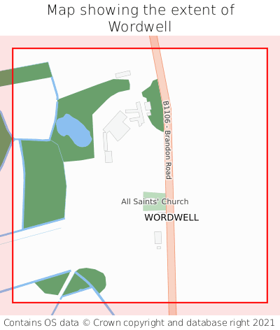 Map showing extent of Wordwell as bounding box