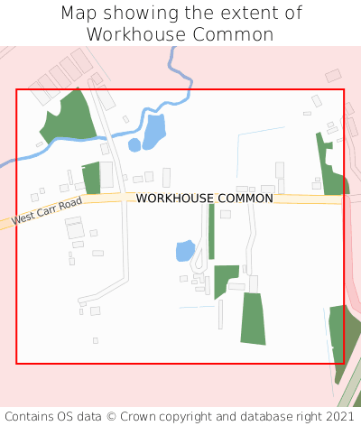 Map showing extent of Workhouse Common as bounding box