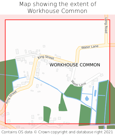 Map showing extent of Workhouse Common as bounding box