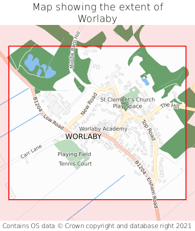 Map showing extent of Worlaby as bounding box