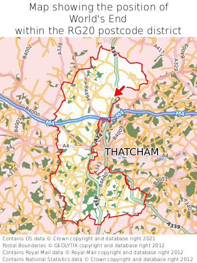 Map showing location of World's End within RG20