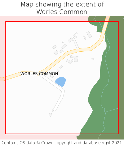 Map showing extent of Worles Common as bounding box