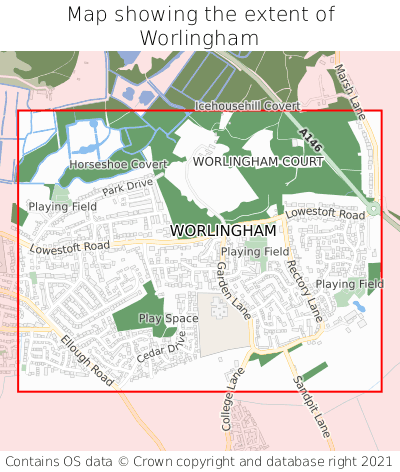 Map showing extent of Worlingham as bounding box