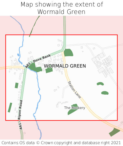 Map showing extent of Wormald Green as bounding box