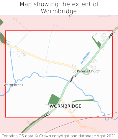 Map showing extent of Wormbridge as bounding box