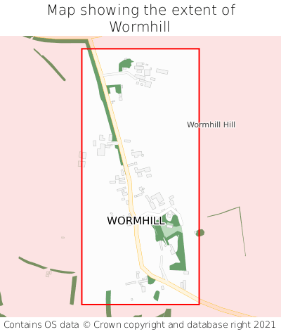 Map showing extent of Wormhill as bounding box