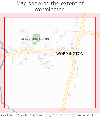 Map showing extent of Wormington as bounding box