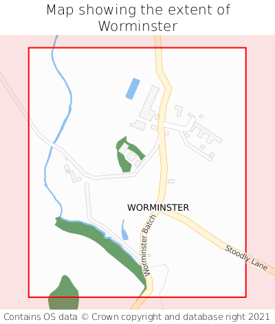 Map showing extent of Worminster as bounding box
