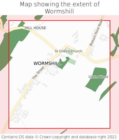 Map showing extent of Wormshill as bounding box
