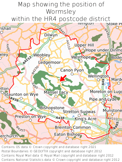 Map showing location of Wormsley within HR4