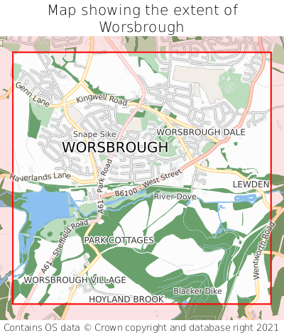 Map showing extent of Worsbrough as bounding box