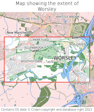 Map showing extent of Worsley as bounding box