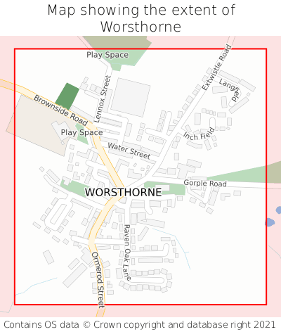 Map showing extent of Worsthorne as bounding box