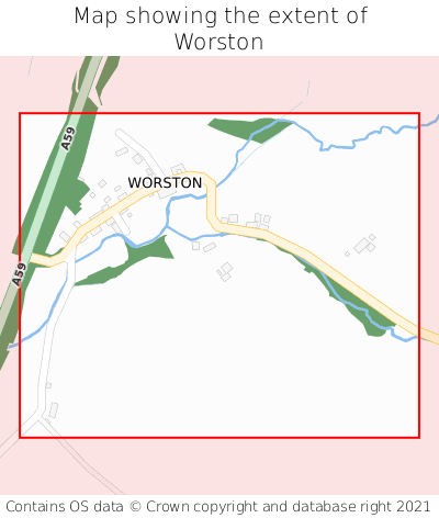 Map showing extent of Worston as bounding box