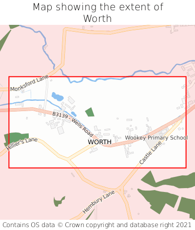 Map showing extent of Worth as bounding box