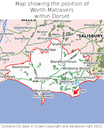 Map showing location of Worth Matravers within Dorset