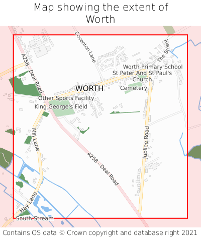 Map showing extent of Worth as bounding box