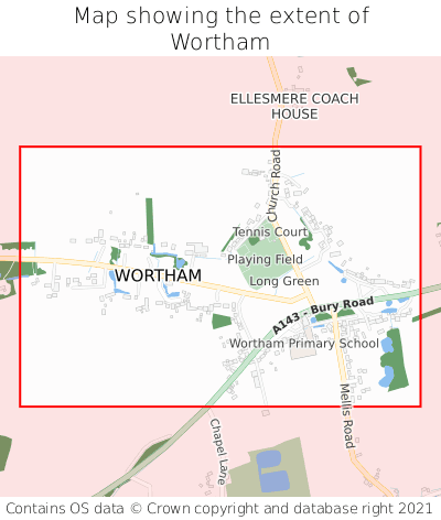 Map showing extent of Wortham as bounding box