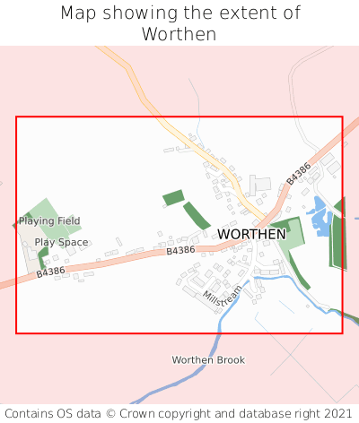 Map showing extent of Worthen as bounding box