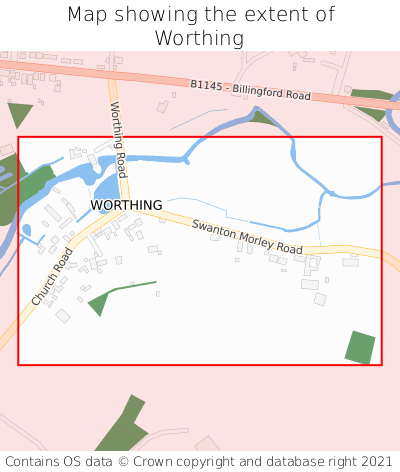 Map showing extent of Worthing as bounding box