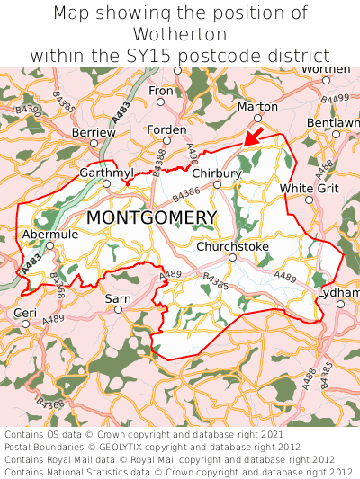 Map showing location of Wotherton within SY15