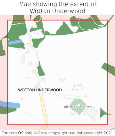 Map showing extent of Wotton Underwood as bounding box