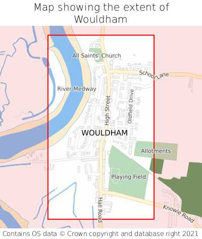 Map showing extent of Wouldham as bounding box