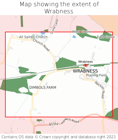 Map showing extent of Wrabness as bounding box