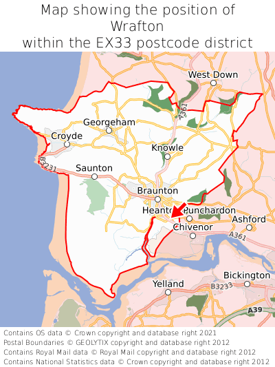 Map showing location of Wrafton within EX33